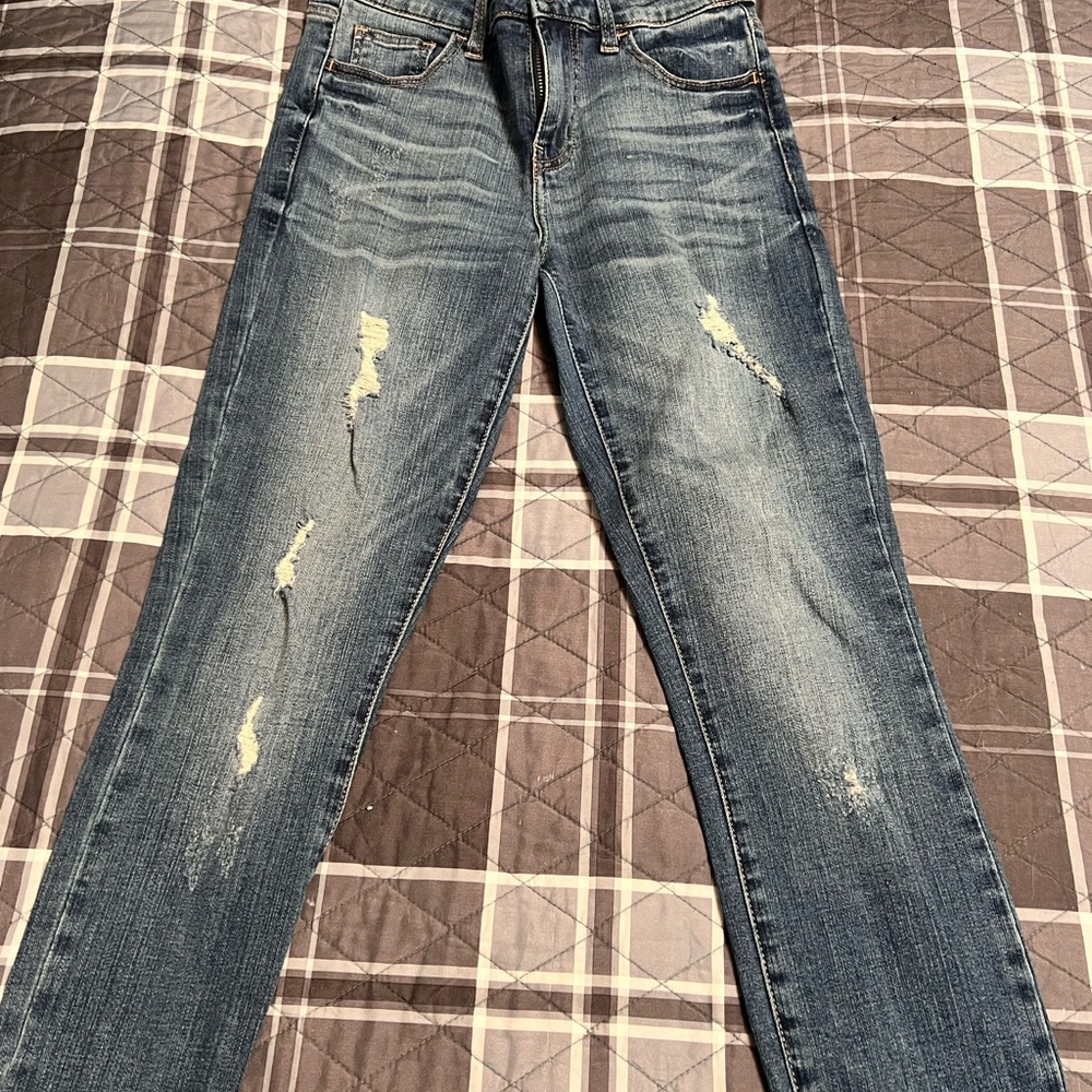 Studio Dark Blue Distressed Slim Jeans